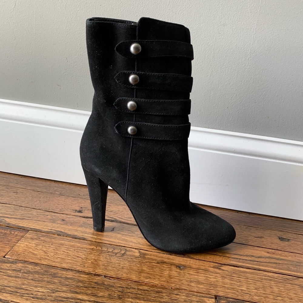 Saks Fifth Avenue Black Button High Heel Boots 6M